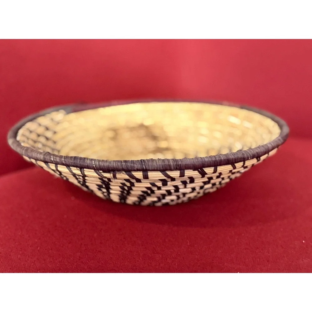 Handwoven African Basket Bowl, Ugandan Coiled Fiber Wall Decor, Boho Home Accent